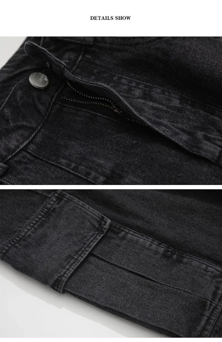 Baggy Jeans Men's Oversize Cargo Korean Black Wide Pants Streetwear Hip Hop Harajuku Male Fashion Straight Denim Pants