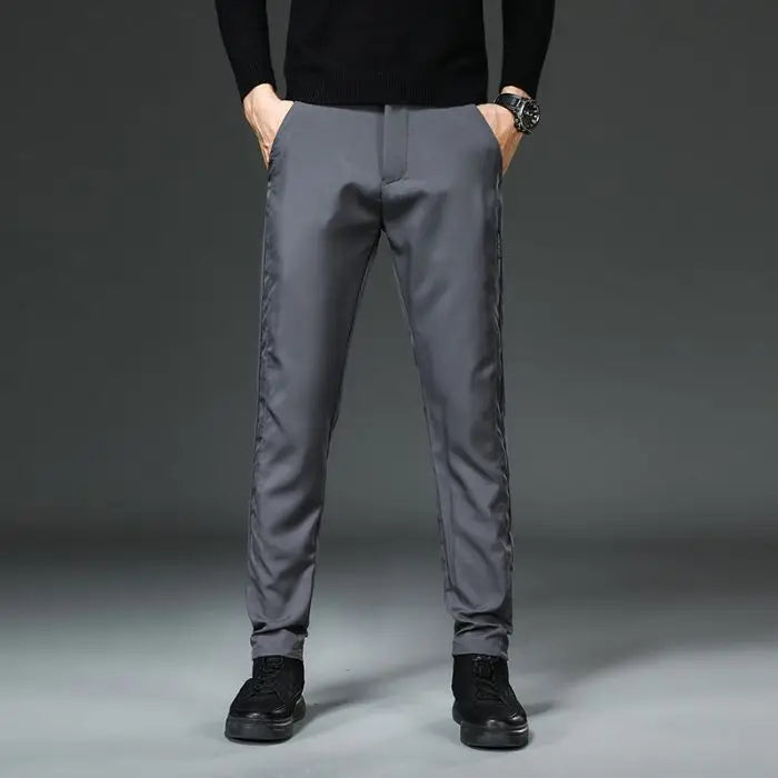 Men Slight Strech Breathable Casual Pants Male Korean Style Quick Drying Slacks Pants Chic Comfortable Formal Trousers