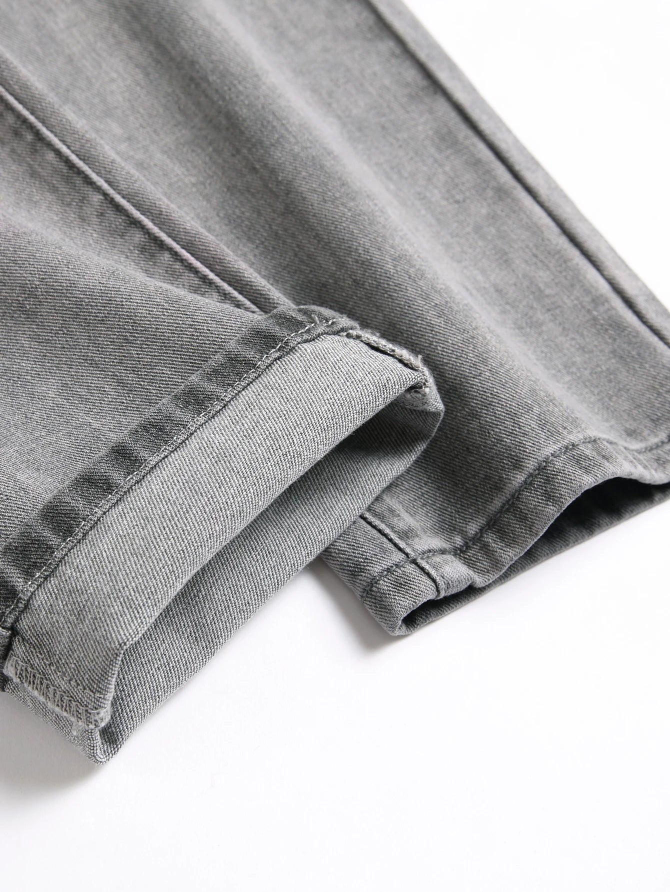 Men's Jeans Slim Fit Comfort Straight Leg Casual Mid Waist Denim Pants Grey Trousers Men Clothing