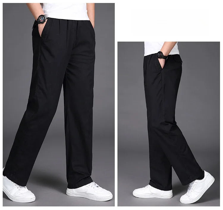 Summer thin cotton casual pants men loose straight leg 2024 new men's pants trend all matching men's long pants