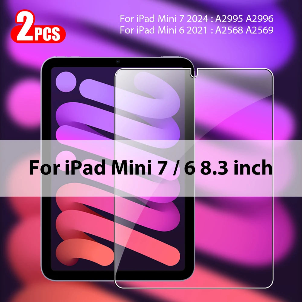 2Pcs Tempered Glass Screen Protector For Ipad Pro 13 12.9 M4 Air 11 M3 M2 5 4 Mini 6 7 9 9th 10 10th Generation A16 Accessories