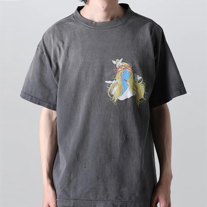 Pay Money To My Pain Saint T-Shirt Men Women Best Quality Oversized 100% Cotton Tee Tops Vintage Washed Black Graphics T Shirt