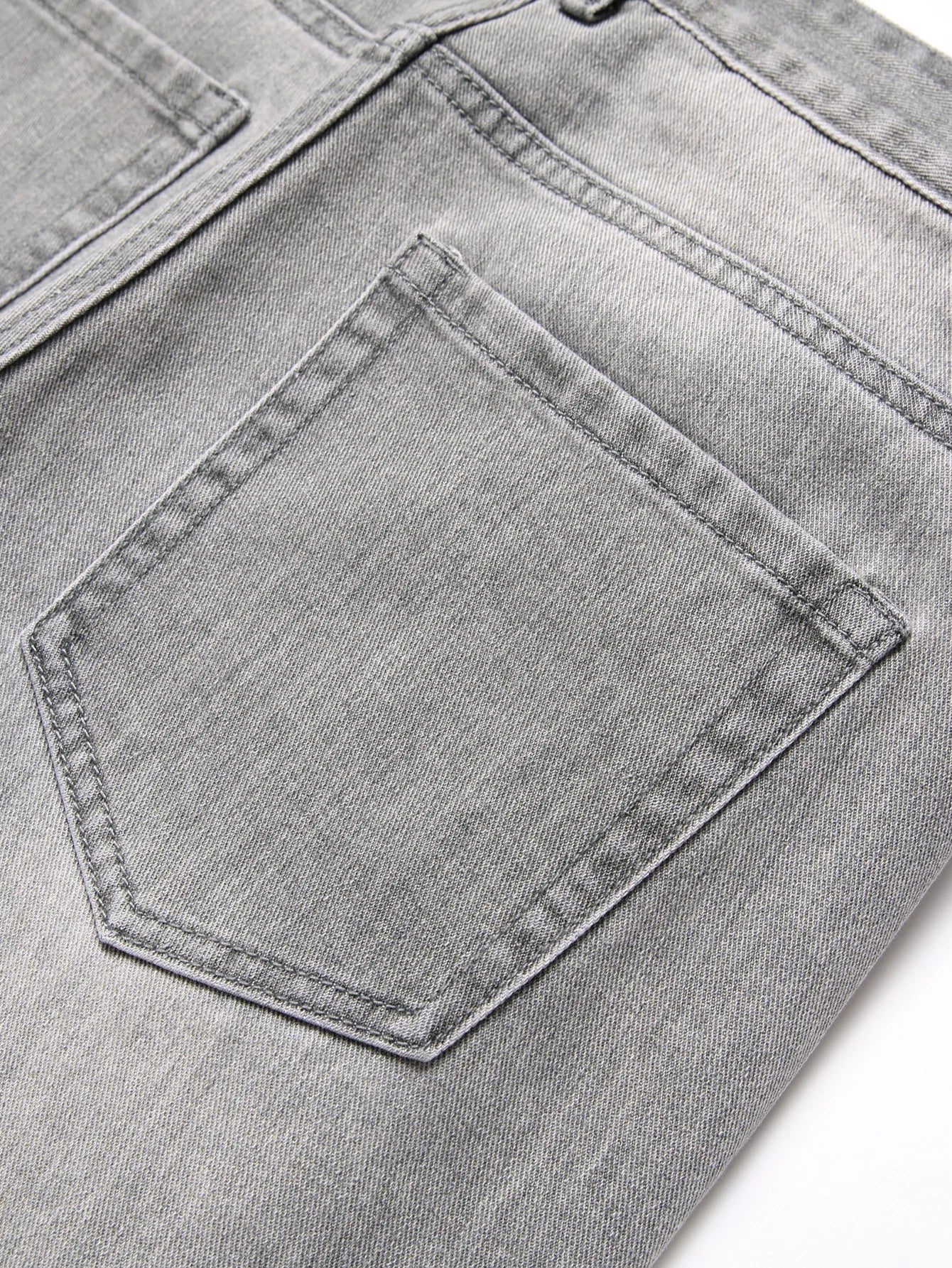 Men's Jeans Slim Fit Comfort Straight Leg Casual Mid Waist Denim Pants Grey Trousers Men Clothing