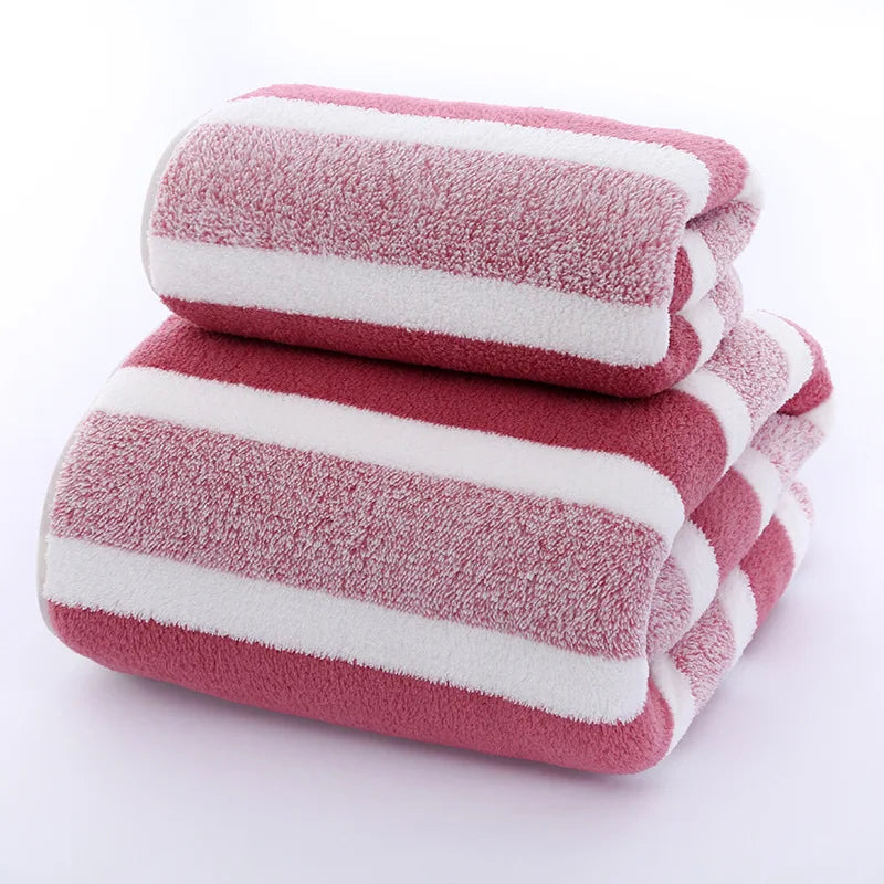 Striped Pattern Towel Set Soft Face Towel Bath Towel Quick Drying Absorbent Towels For Bathroom
