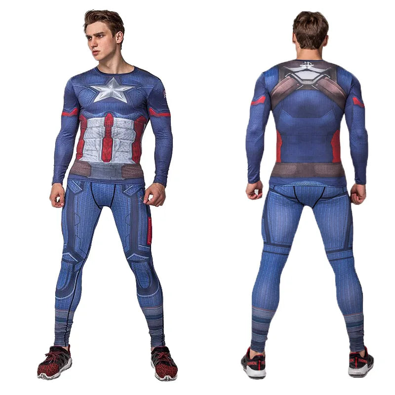 Rashguard Super T-Shirt Men's Long Sleeve Compression Tight Fitness Gym Sports Digital Printing Running Tracksuit Hero Jerseys