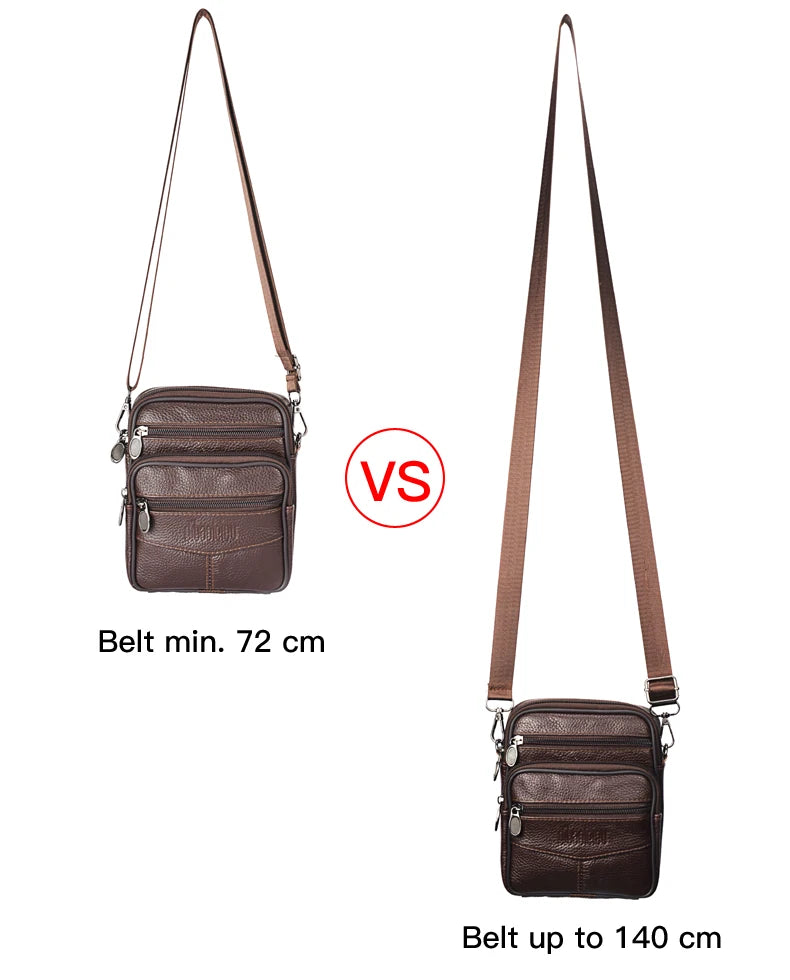 Men's Genuine Leather Crossbody Bag High Quality Zipper Pocket Retro Business Messenger Bag for Men