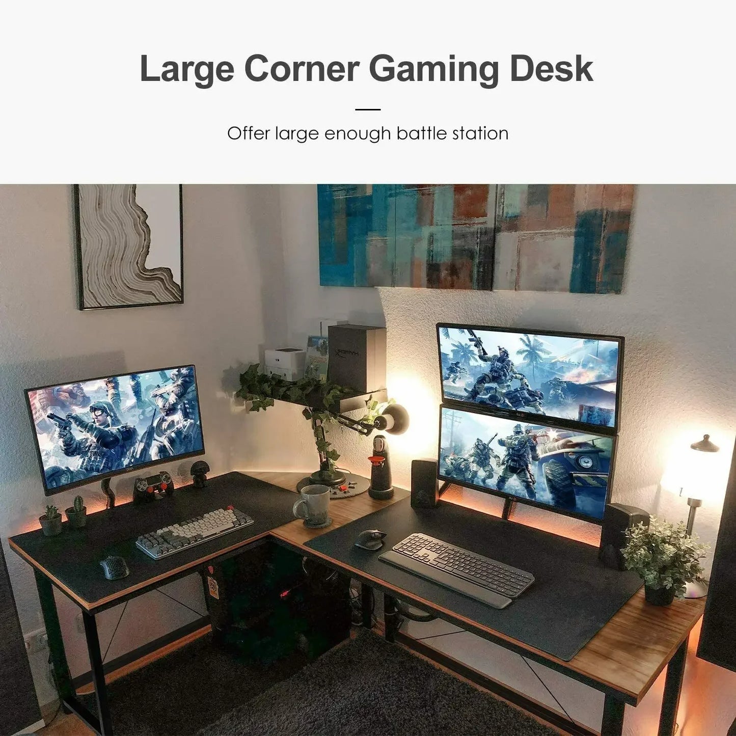 Homfa 66.5"(170cm) L Shape Desk Computer Gaming Laptop Desk Home Office Corner Workstation Table Study Desk 170x120x75cm