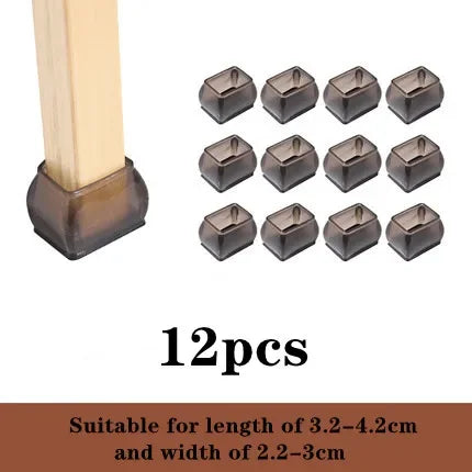 New 12Pcs Silicone Table Chair Leg Mat round square furniture Leg Caps Foot Protection Bottom Cover Pads Wood Floor Protector