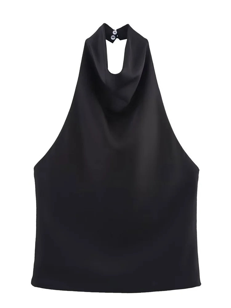 Tossy Summer Satin Fashion Vest Top For Women V-Neck Solid Sleeveless Cropped Top Camisole Elegant Commute Female Tank Top 2025