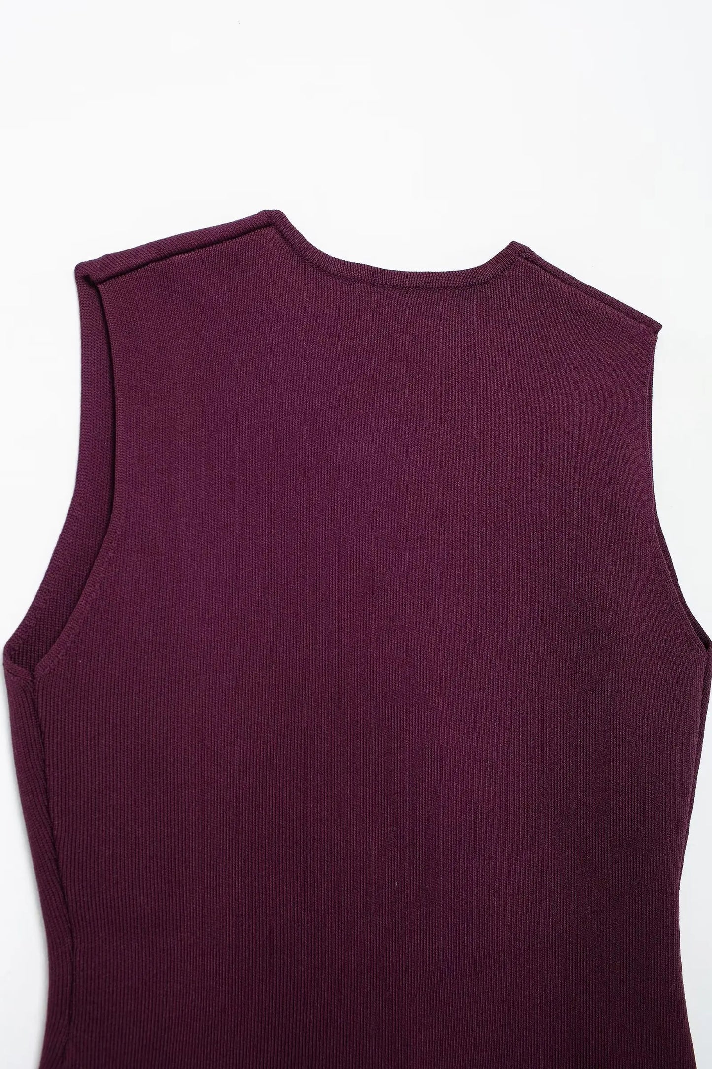 TRAFZA 2025 Women Skirt Set Wine Red Knitted V-Neck Sleeveless Slim Vest +Solid High Waist Zipper Patchwork Long Skirt Street