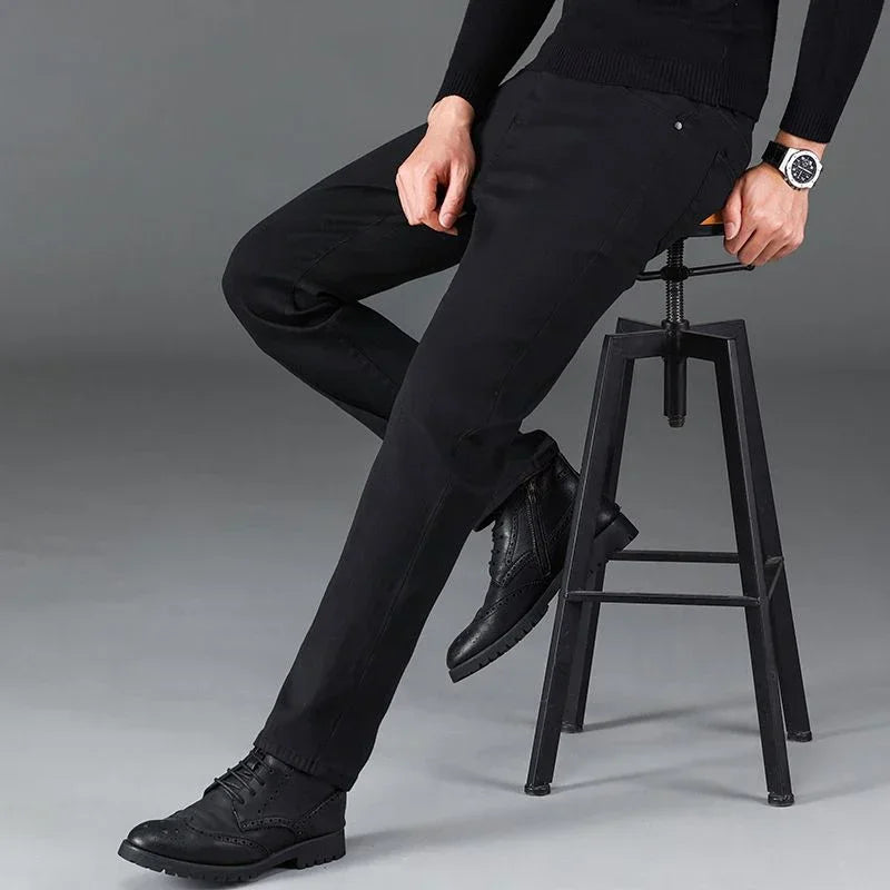 Fashion Men Jeans Stretch Straight Leg Casual Slim Fit Denim Pants Male Brand Luxury Design Business Classic Trousers Large Size