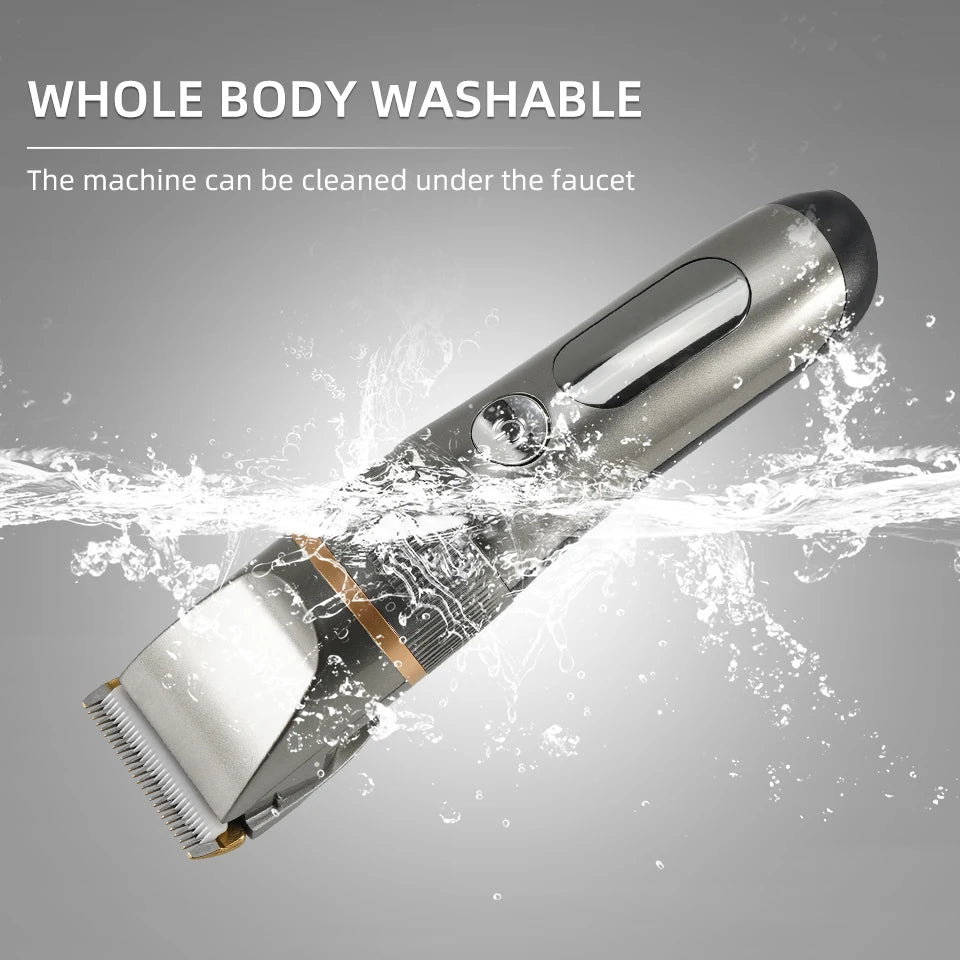 Professional Hair Clipper Electric Men's Trimmer Rechargeable Hair Cutting Machine LCD Display Head Trimmer 2 Gears