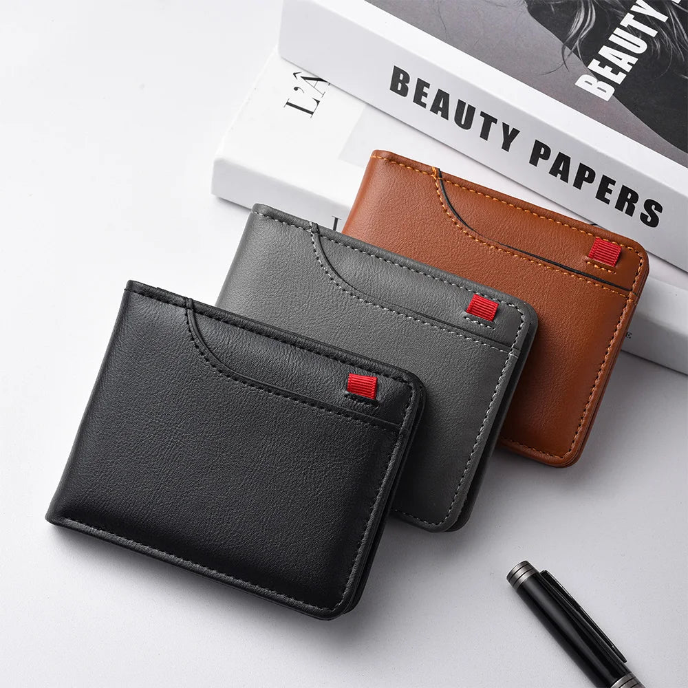 Men's Short Wallet Multi-Card Slot Card Holder PU Leather Luxury Wallet for Men