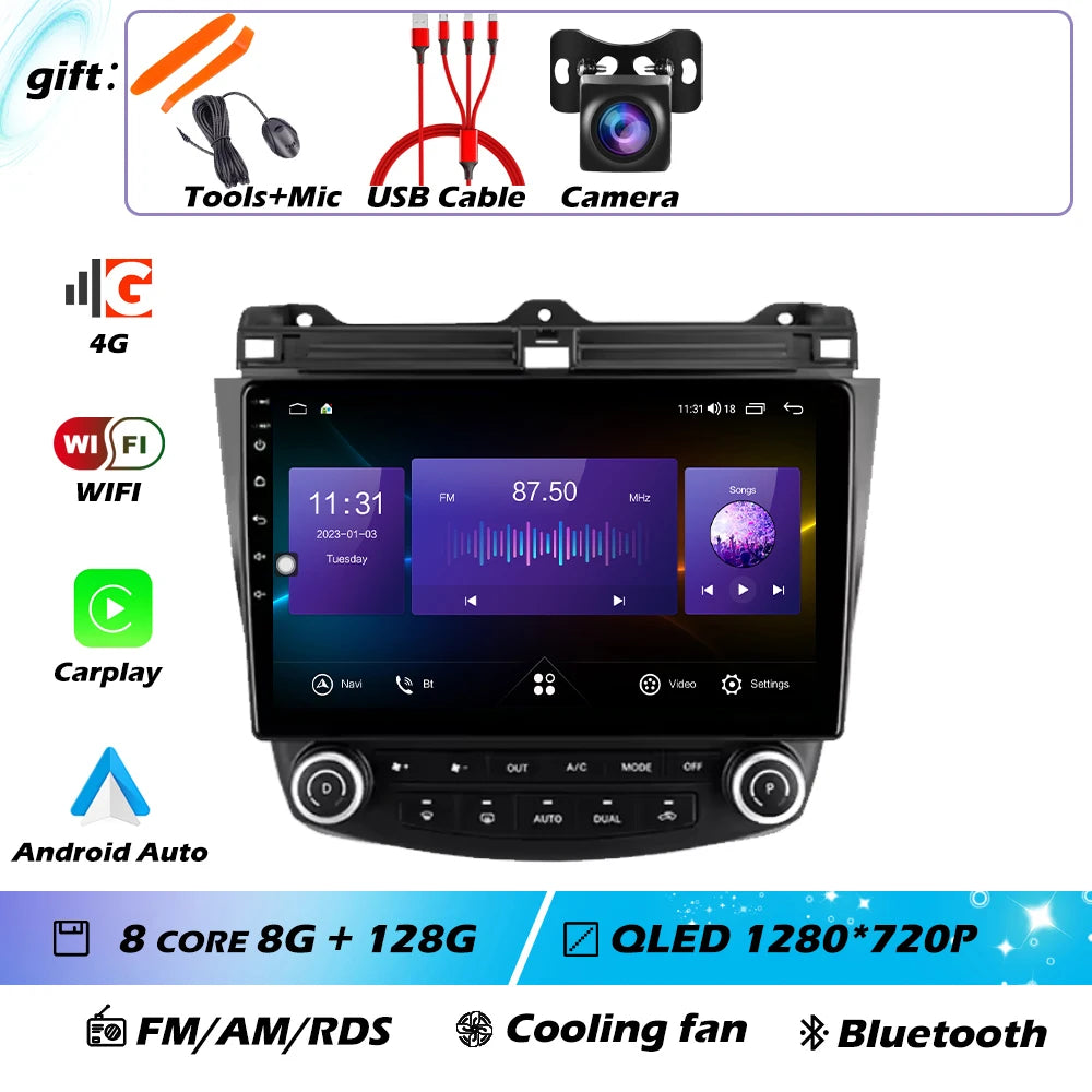 Android OS For Honda Accord 7 CM UC CL 2004 - 2007 Car Radio Navigation 4G WIFI BT No 2 Din DVD GPS CPU Multimedia Player