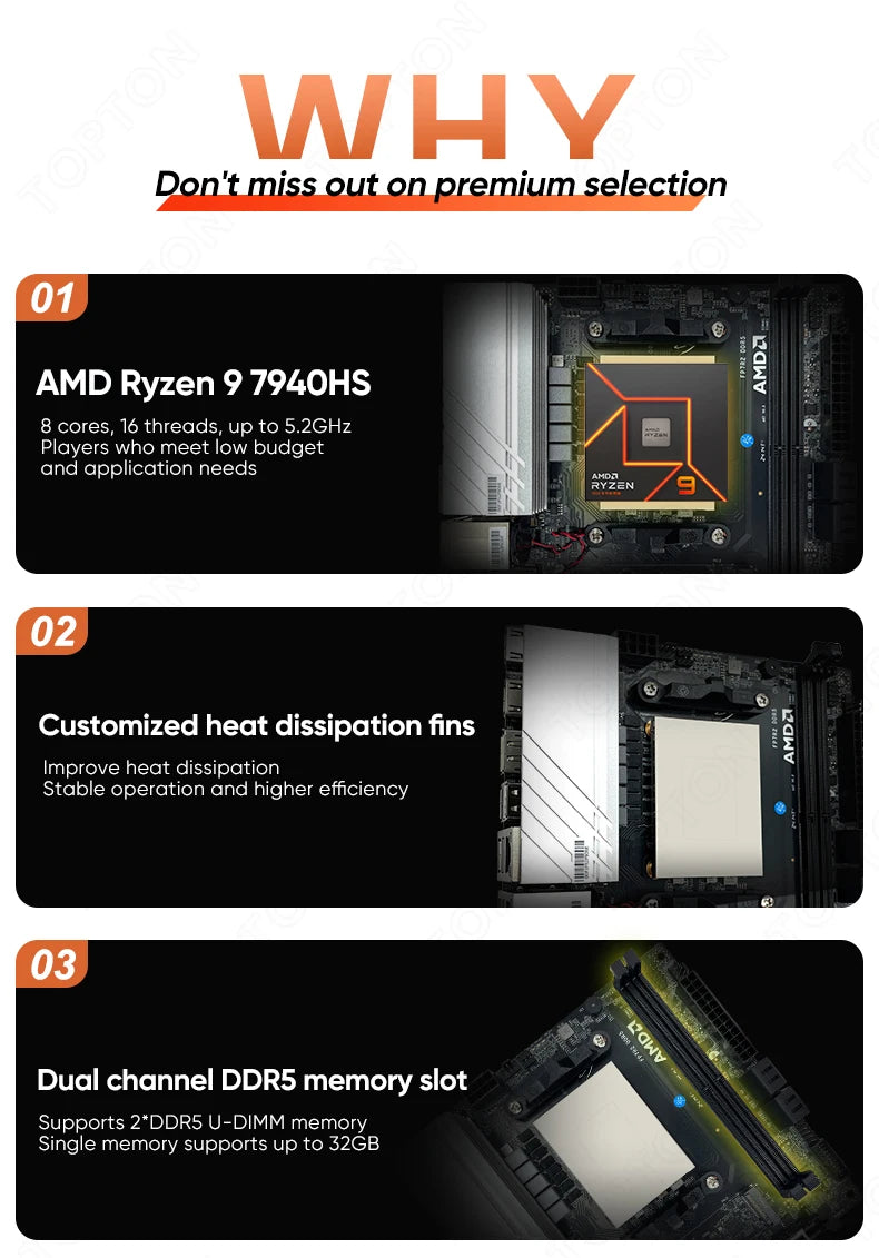 Topton N17 NAS Gaming Motherboard AMD Ryzen 9 8945HS 7940HS R7 8745HS 7840HS 2*2.5G LAN Firewall Mainboard 4*SATA 2*NVMe PCIEx8