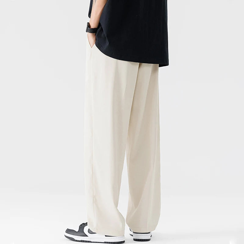 New Men Suit Pants Business Trousers Solid Casual Pant Wide Leg  Straight Fashionable Streetwear Comfortable Fabric Oversize