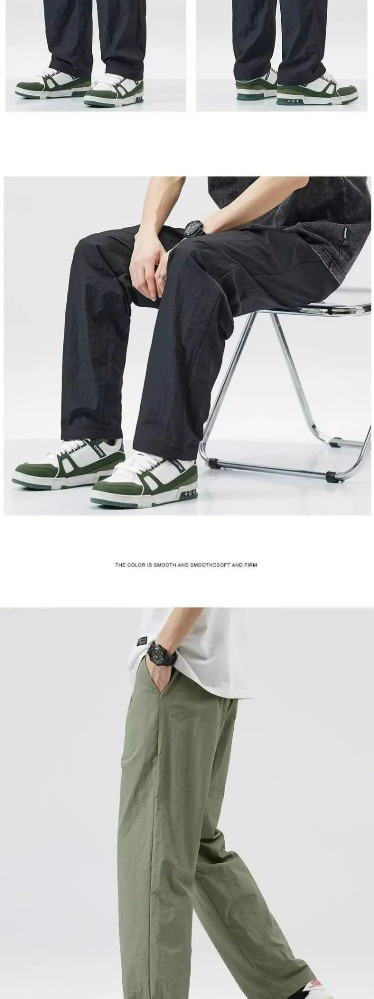 Summer Thin Casual Long Pants Ice Silk Qui Dry Men's Loose Straight Leg Trendy Brand Wide Leg Sports Pants