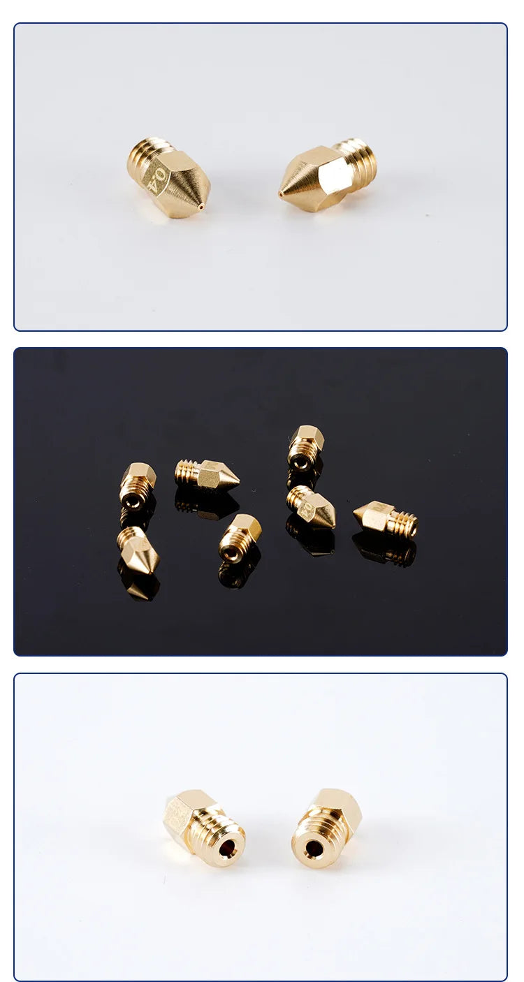3D Printer Accessories MK8 Nozzle Brass 0.1mm-1.0mm For 1.75/3.0MM Supplies CR10 CR10S Ender-3 Extruder Head 3D Printer Nozzle
