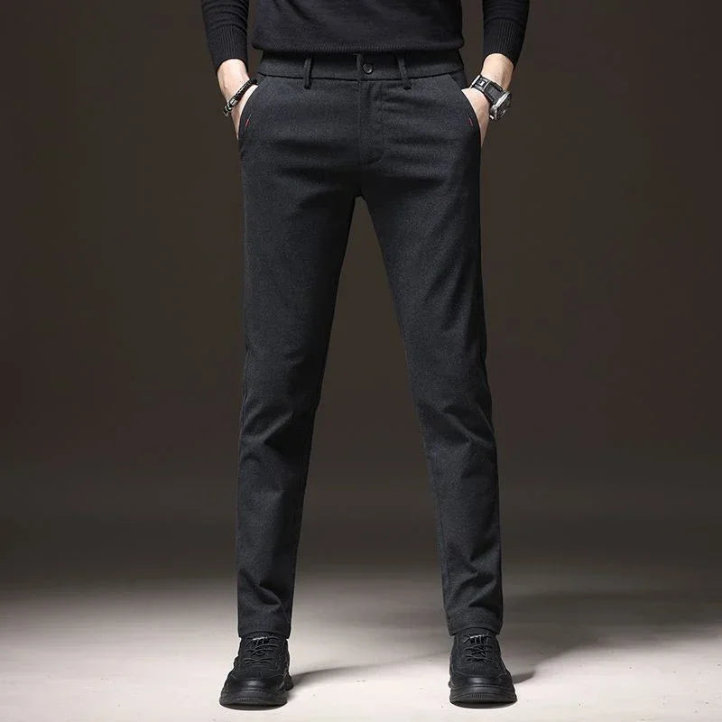 New Men Classics Business Pants Male Cotton Stretch Ankle Length Pants Slacks Skinny Straight Leg Trousers