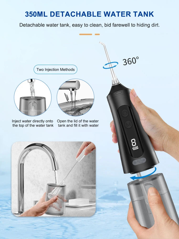 Electric Oral Irrigator Dental Water Flosser for Teeth Rechargeable 9 Modes Portable Dental Water Jet Floss Teeth Cleaner 4 Tip