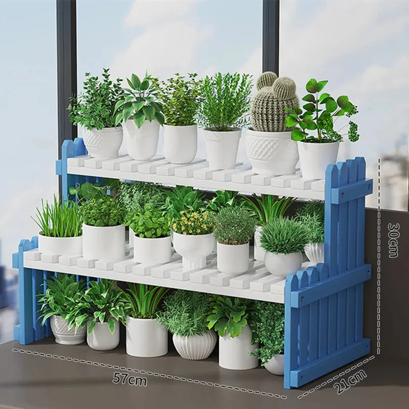 2Tier Simple Modern Decorative Natural Bamboo Flower Pot Plant Display Stand Shelf,Books Kitchen Household Supplies Storage Rack