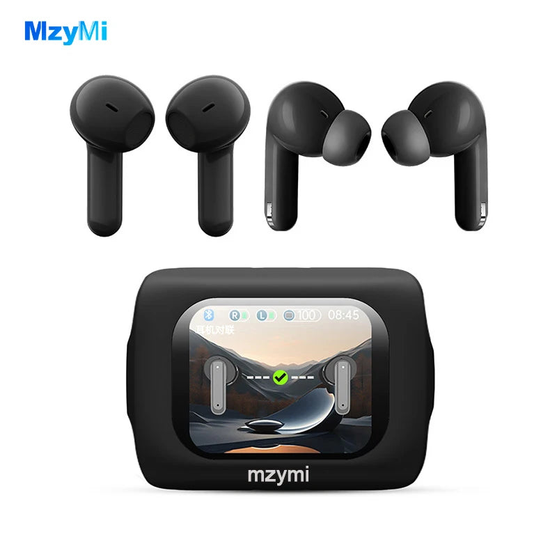 MZYMI H12 Pro Wireless Earphone Dual Earbuds Touch Screen Headset ANC+ENC Noise Cancelling In Ear Bluetooth5.4 Headphone
