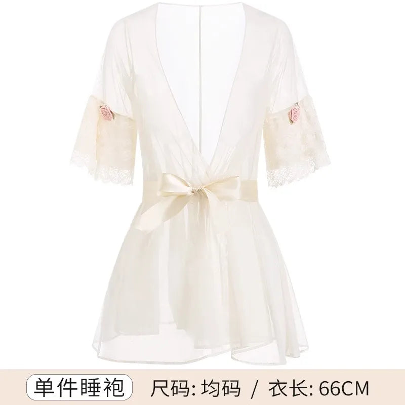 Black Satin Kimono Bridal Robe Lace Lingerie Women Sleepwear Pajamas Pure Ice Silk Wedding Morning Bathrobe Bridesmaid Robes