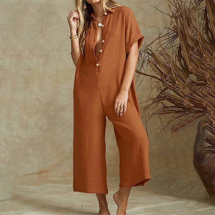 Elegant Autumn Casual Workwear Jumpsuit Cotton And Linen Women's Trousers Spring Autumn Office Lady Loose Jumpsuits Female