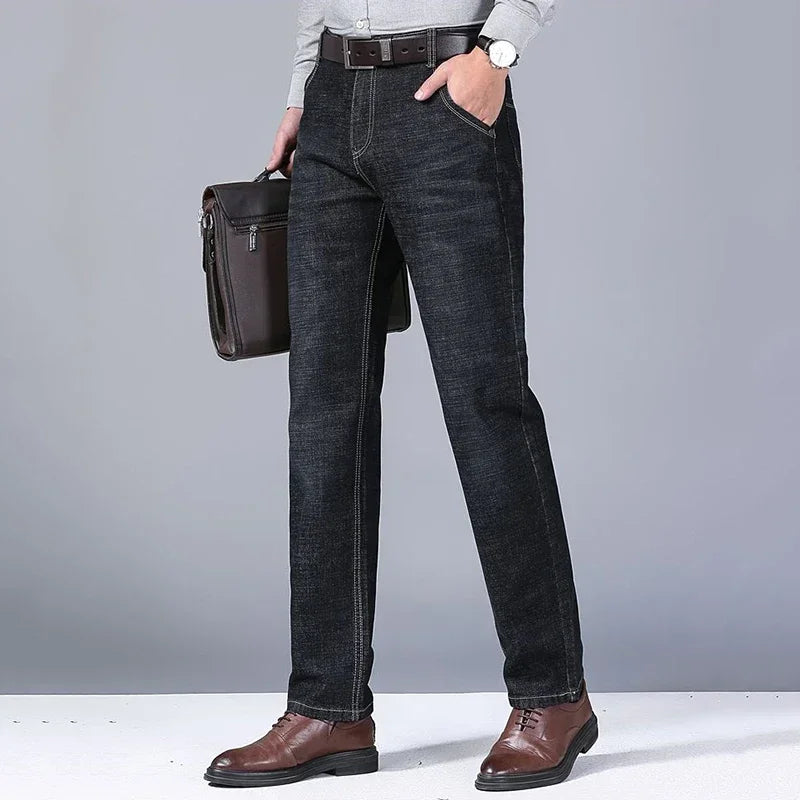 Fashion Men Jeans Stretch Straight Leg Casual Slim Fit Denim Pants Male Brand Luxury Design Business Classic Trousers Large Size