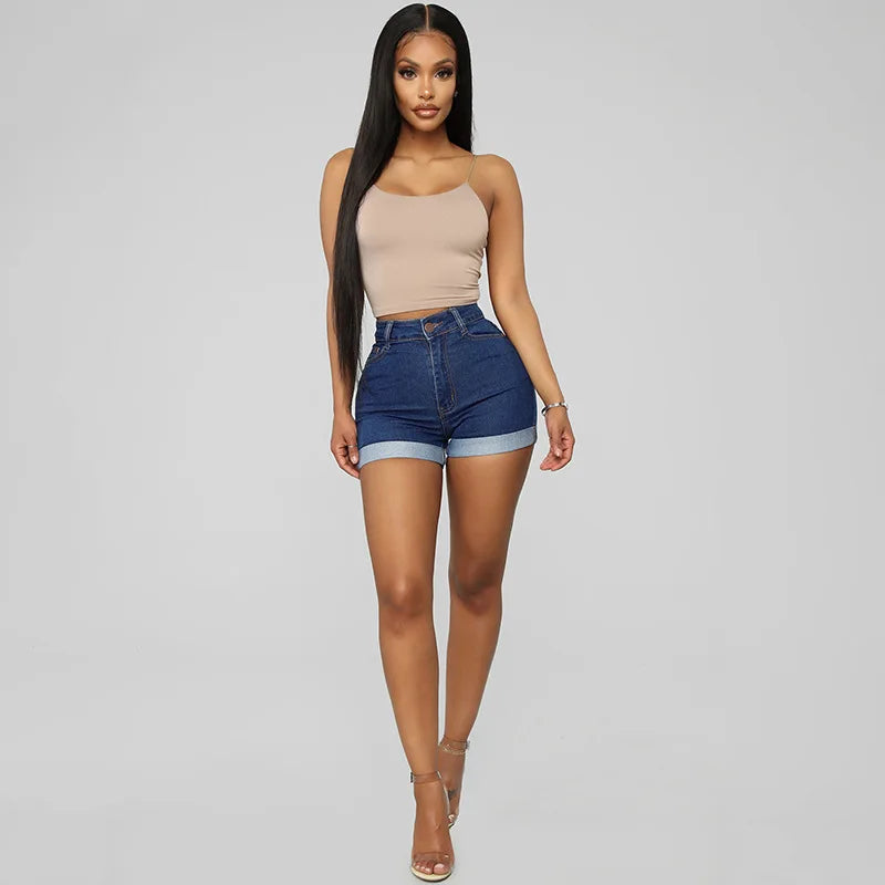 Women Casual Slim Fit Pockets Denim Shorts Wrap Buttocks Solid Mini Jeans Female 2024 Sexy High Strecth Vintage Short Pants