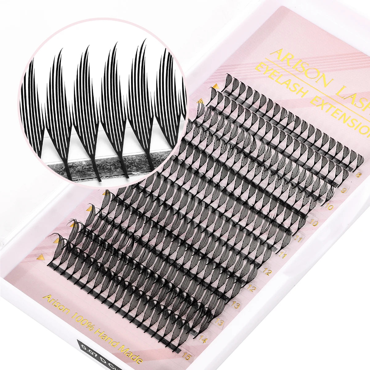 ARISON Comic Leaf Lashes Plume Spire Premade Fan Eyelash Extensions Automatic Flowering Individual Volume False Lashes
