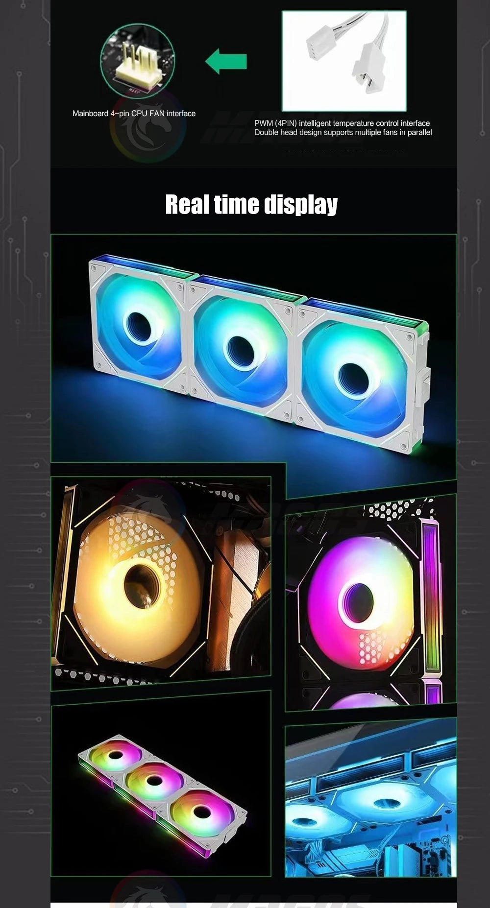 Infinity Mirror Uni Fan 3 in 1 Kit, ARGB Light Effect Forword Reverse Blade, PC Gamer Cabinet Water Cooling Silent Mute Radiator