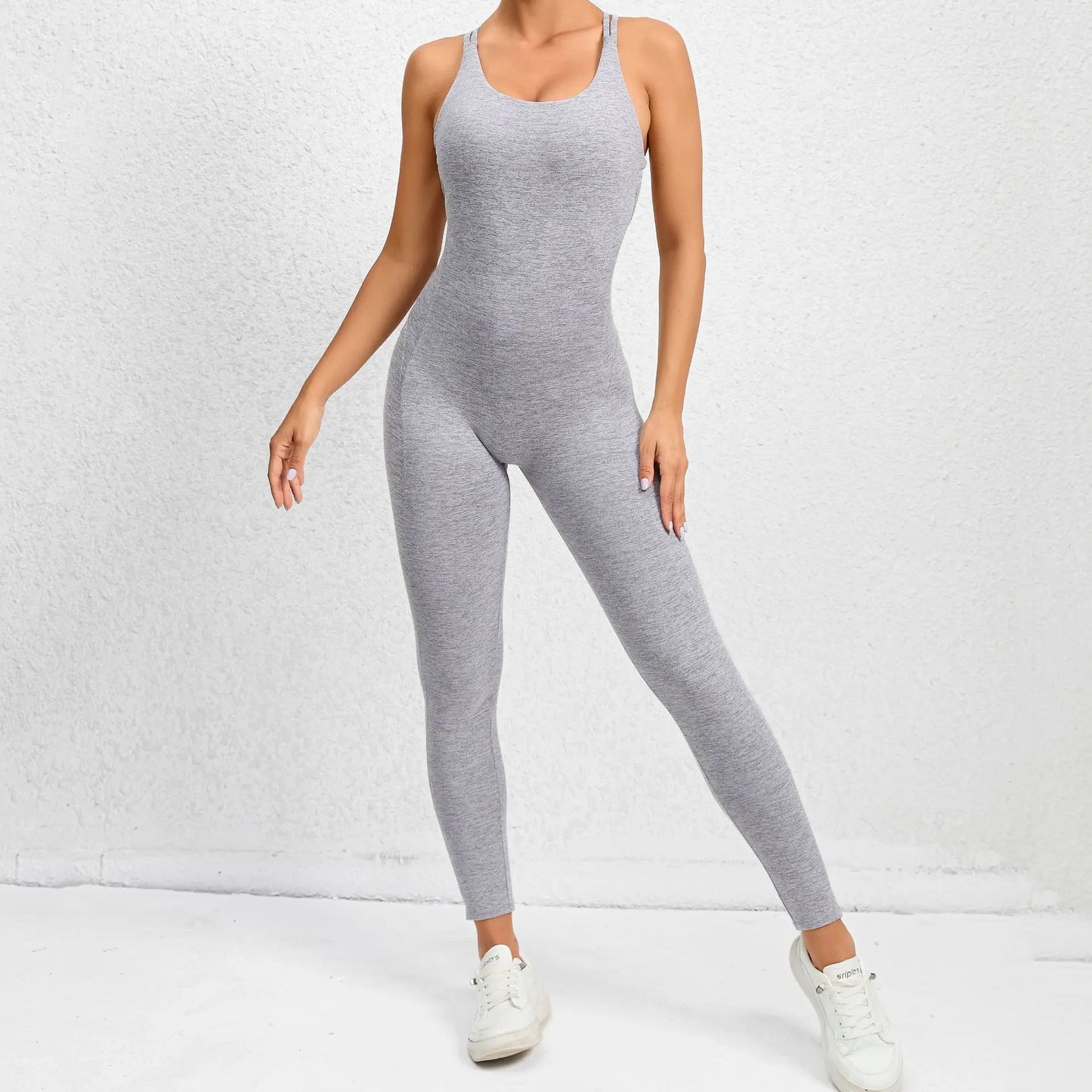 Sexy Backless Bodycon Scrunch Jumpsuit Raises Butt Women Dance Fitness Overalls for Women Sleeveless Yoga Sport Jump Suit Black