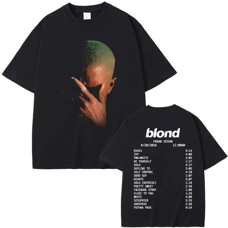 Rapper Frank Fashion Vintage Graphic T-shirts Men Women Ocean Hip Hop Trend T Shirts Blond  T-shirt Man Tshirt