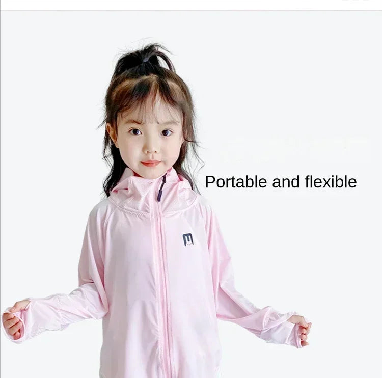 Children's Sun Protection Clothing Outdoor Ice Silk Sun Protection Jacket UV Resistant Summer Outdoor Play Sun Protection Jacket