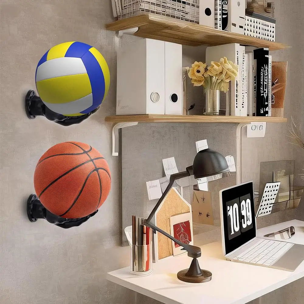 Basketball Wall Mount 2X Hand Shaped Basketball Display Stand Soccer Wall Decor For Soccer Basketball Volleyball Sports Room