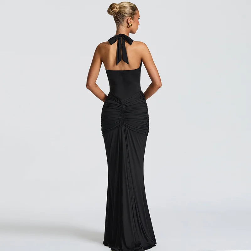 Ladies Summer Elegant Evening Party Dress For Women Sleeveless Backless Halter Sexy Long Dresses Woman Clothes Birthday Clubwear