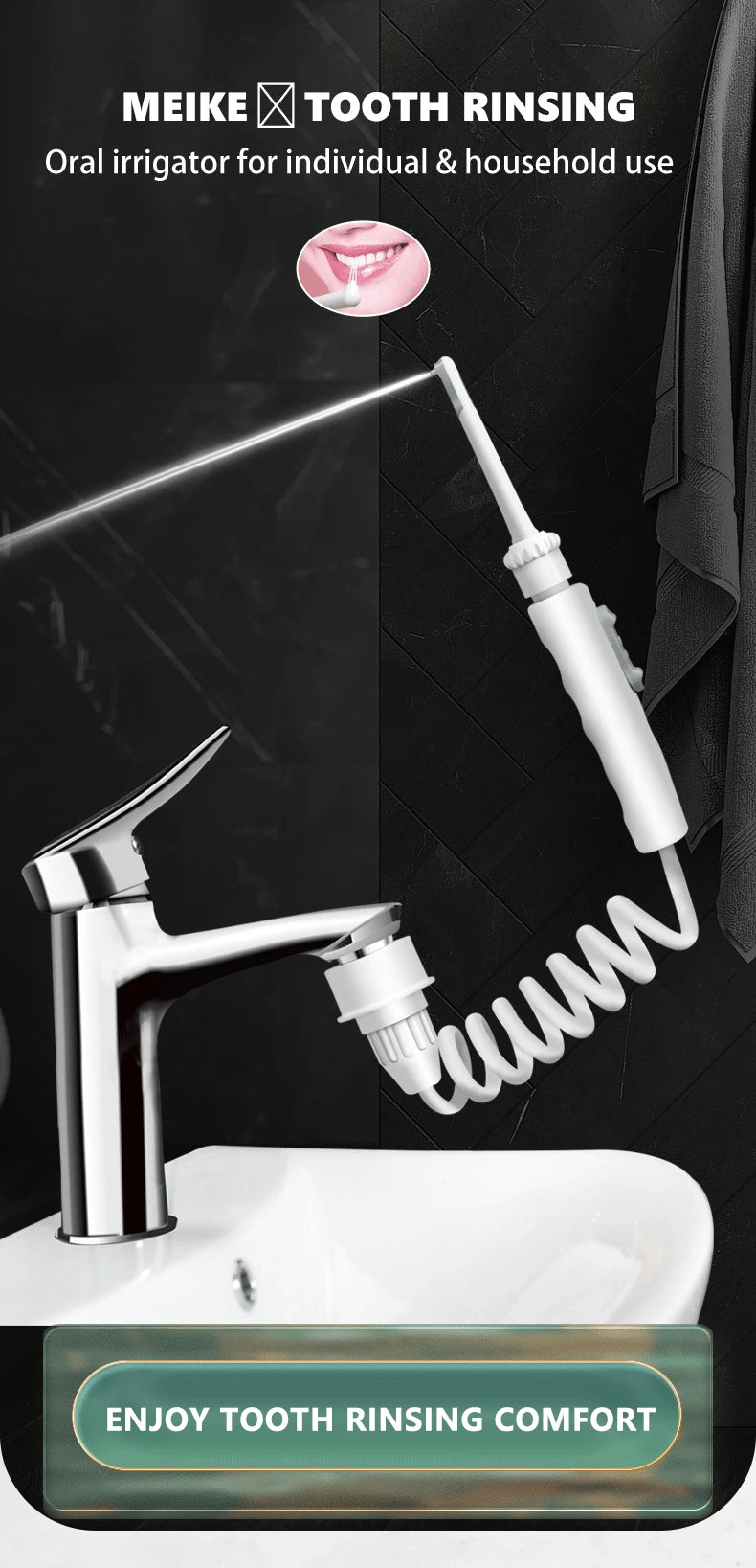 New Faucet Oral Irrigator Dental Water Flosser Non-electric Cordless Teeth Cleaner Water Jet for Teeth Water Pressure Adjustable