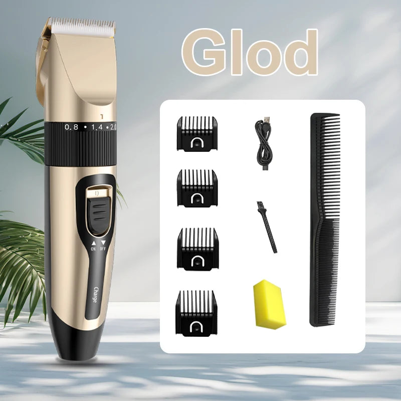 Electric Hair Clipper Men's Professional Hair Clipper Ceramic Blade Household Low Noise Trimmer USB Charging Men's Haircut Tools