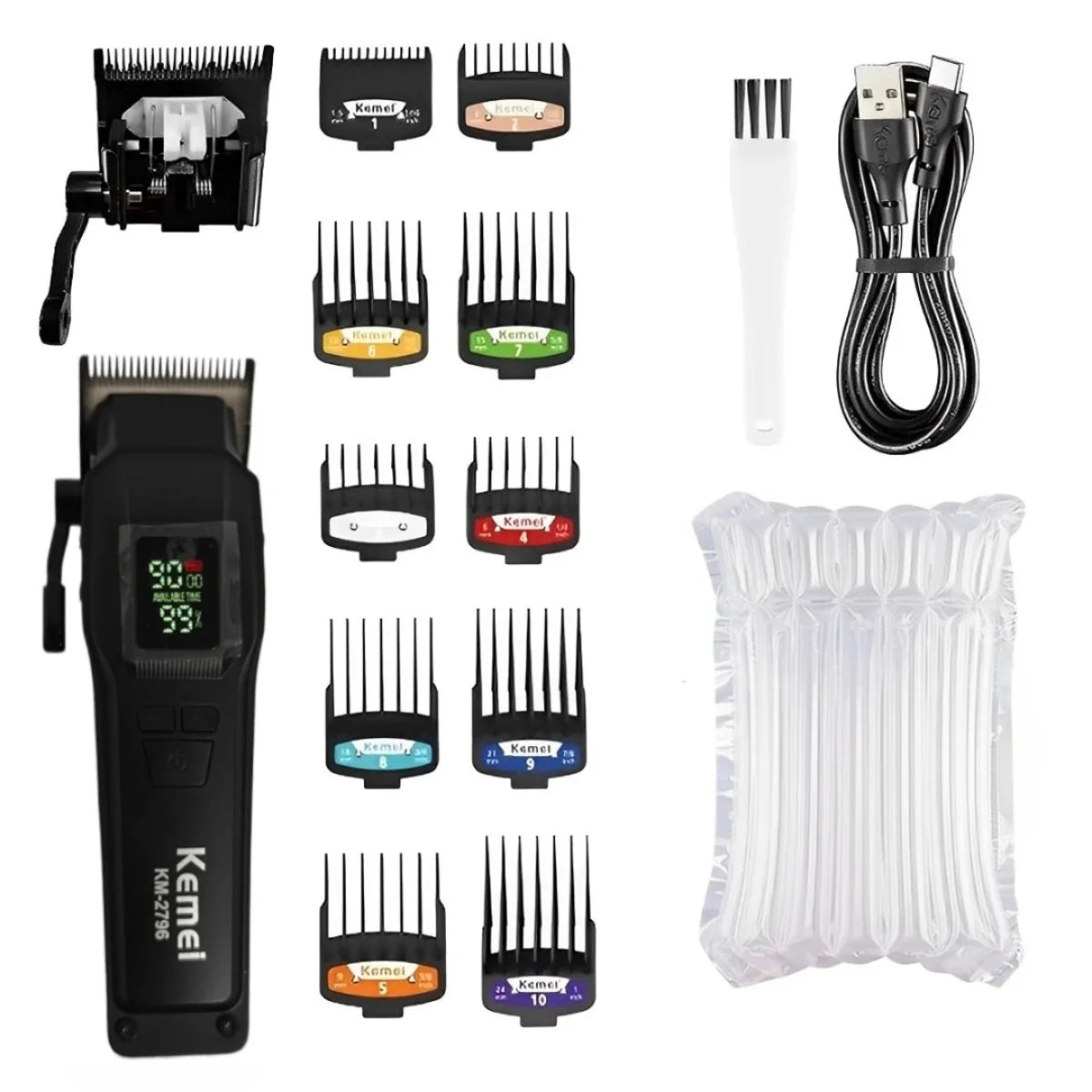 Kemei 2796 Barber Hair Clipper Professional Brushless Motor Fade Haircut Machine Electric Trimmer Hair Cutter for Men 9000RPM
