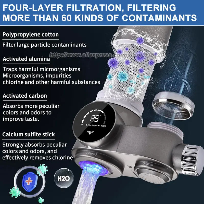 Faucet Mount Water Filter,with UV Light and LED Display Tap Water Purifier, Reduces Lead Chlorine Heavy Metals