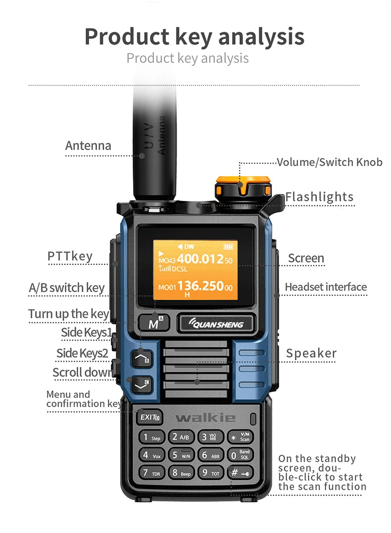Quansheng UV-K6 Upgrade UV-K5 (99) Interphone 5W Air Band Radio Tyep C Charging UHF VHF DTMF FM Scrambler NOAA Wireless Frequenc