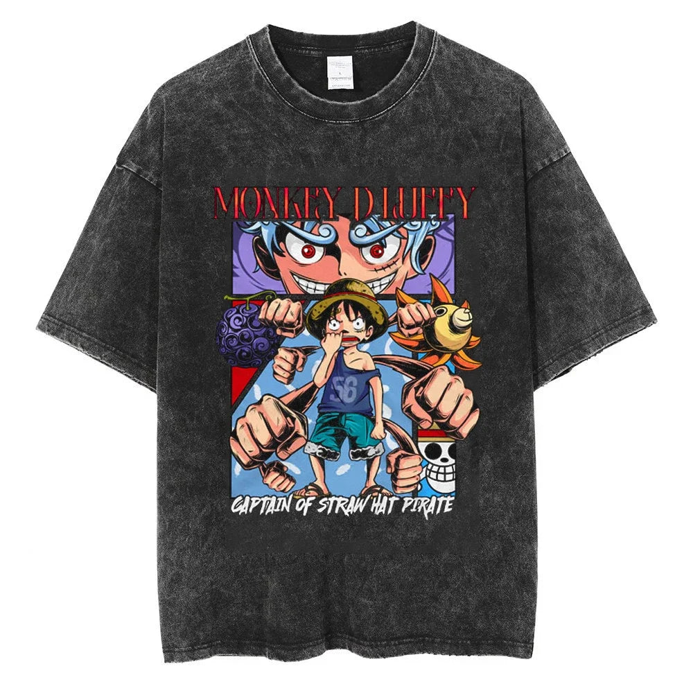 Men Streetwear Tshirt Hip Hop Oversized One Piece Graphic Print Retro T-Shirt Harajuku Summer Short Sleeve T Shirt Cotton Tops