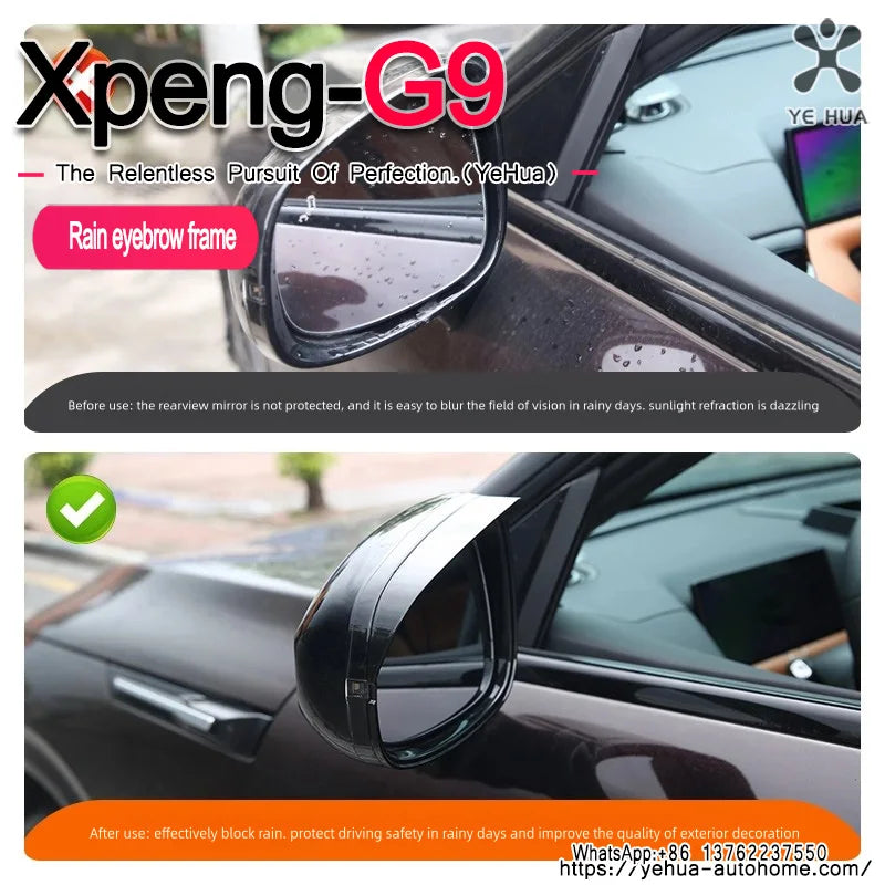 For Xpeng  G9 2023-2025 Car Rearview Mirror Rain Eyebrow Sun Visor Shade Cover  Clear Vision for Rain Car Mirror Accessories