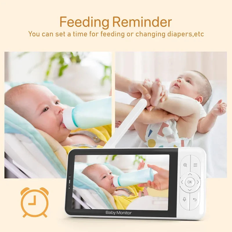 Tuya Smart Wireless Video Baby Monitors 5" 1080P Display Temperature Detection APP View Control Baby Nanny 2-Way Audio Baby Cam