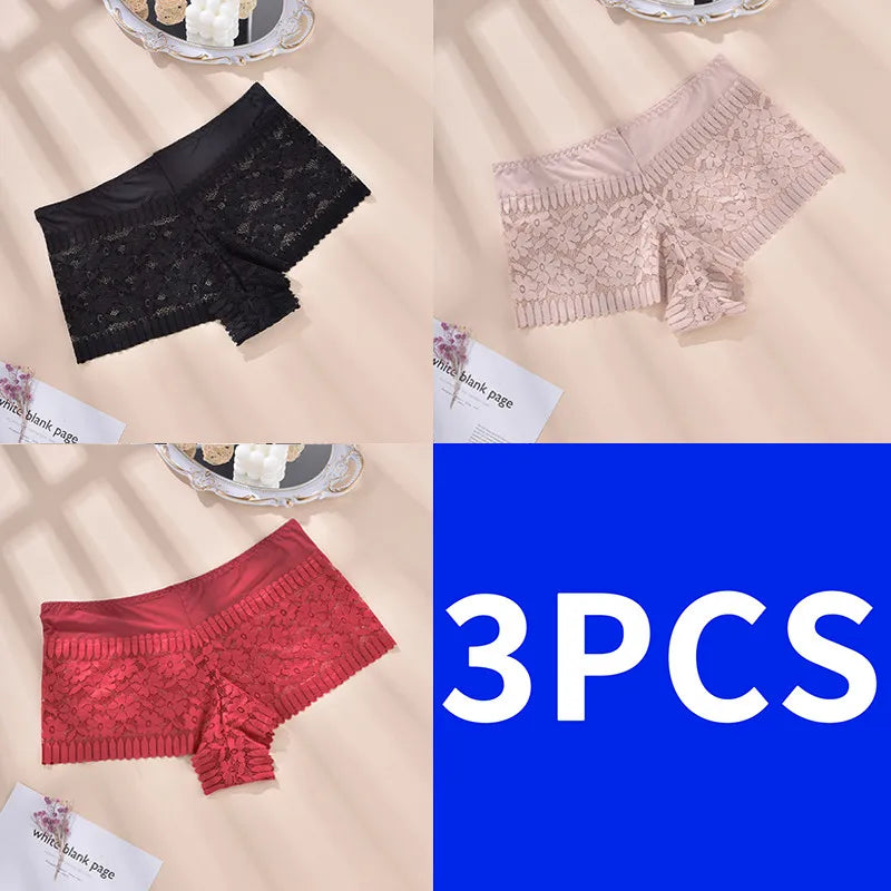 3PCS Women Lingerie Panties Sexy Lace Cheeky Plus Size High-waist Panties Female Briefs Ladies Seamless Breathable Underwear