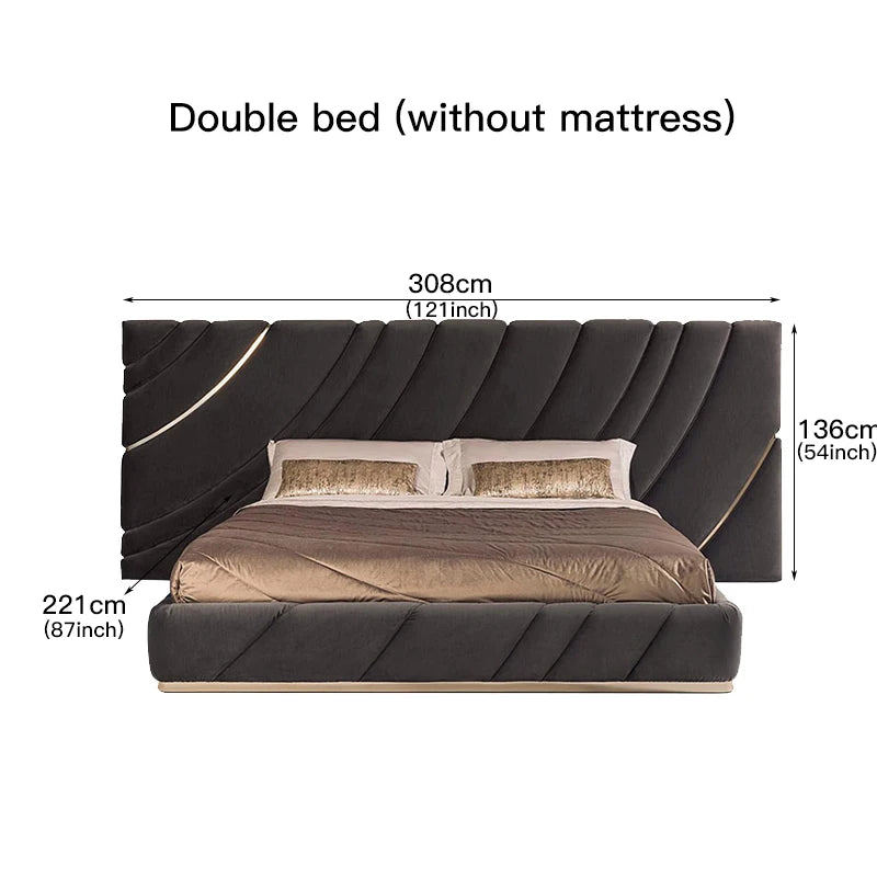 High-End Double Bed Modern Bedroom Furniture Set Villa Home Furniture Black King/Queen Size Bed Customizable Bedroom Bed Frame