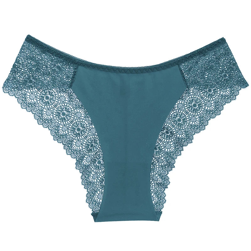 TrowBridge 3PCS/Set Sweet Women's Panties Silk Satin Underwear Lace Sexy Lingerie Girls Breathable Briefs Soft Comfortable Panty