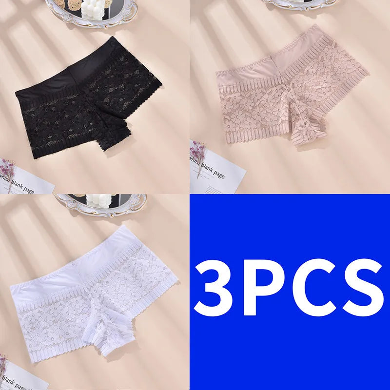 3PCS Women Lingerie Panties Sexy Lace Cheeky Plus Size High-waist Panties Female Briefs Ladies Seamless Breathable Underwear