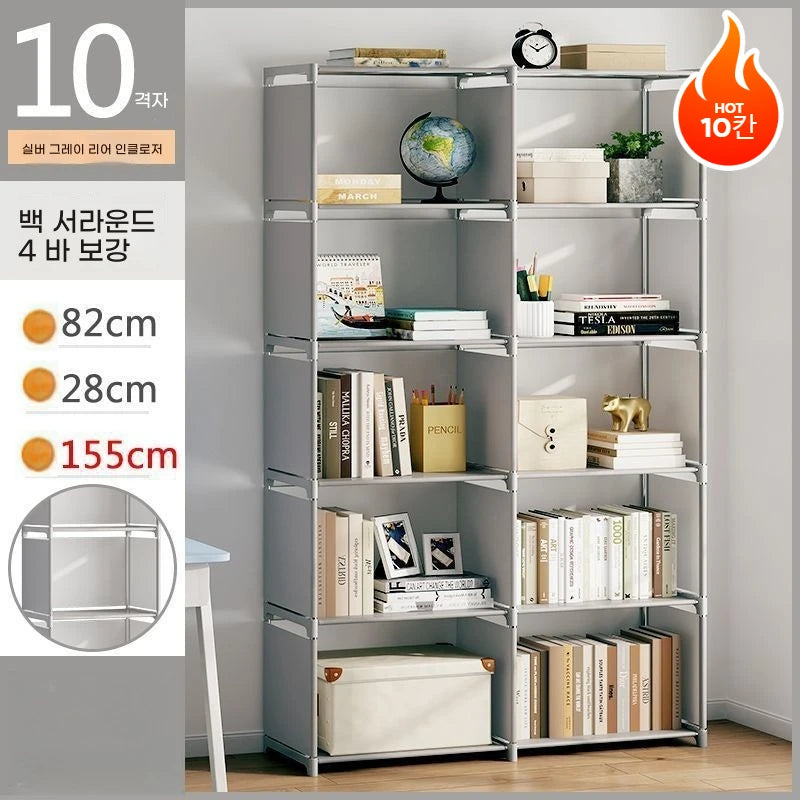 Simple Bookshelf Multi Layer Easy Assembly Diy Wardrobe Bookshelf  Plastic Square Storage Rack Living Room Study Room Bedroom